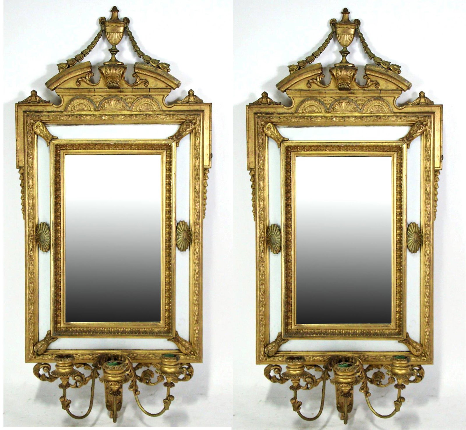 ANTIQUE GILT FRAMED BEVELED GLASS MIRROR SCONCES (1 of 6)