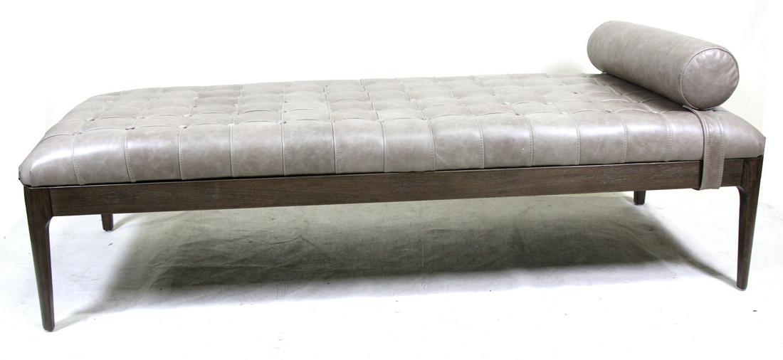 CONTEMPORARY GRAY LEATHER BENCH WITH PILLOW (1 of 4)