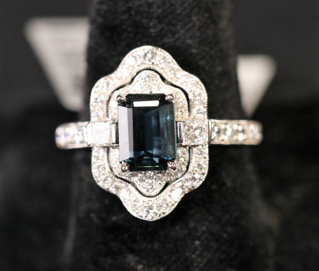 PLATINUM 1.18CT SAPPHIRE & 0.81CT DIAMOND RING (1 of 6)