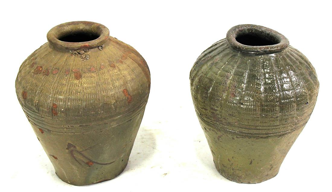 PAIR OF ANTIQUE CHINESE TERRACOTTA VASES (1 of 4)