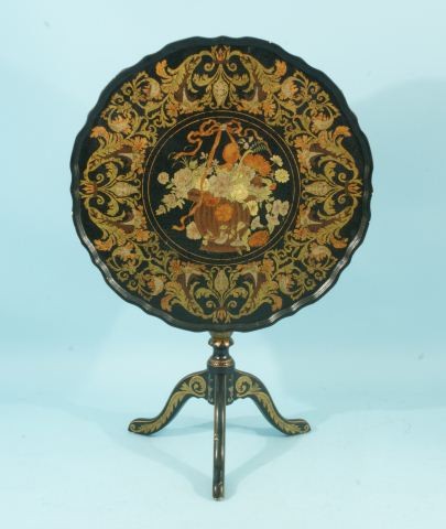 CHINOISERIE STYLE TILT-TOP TABLE: CHINOISERIE STYLE TILT-TOP TABLE. Height: 29 in. by Width: 30 in. by Depth: 30 in.