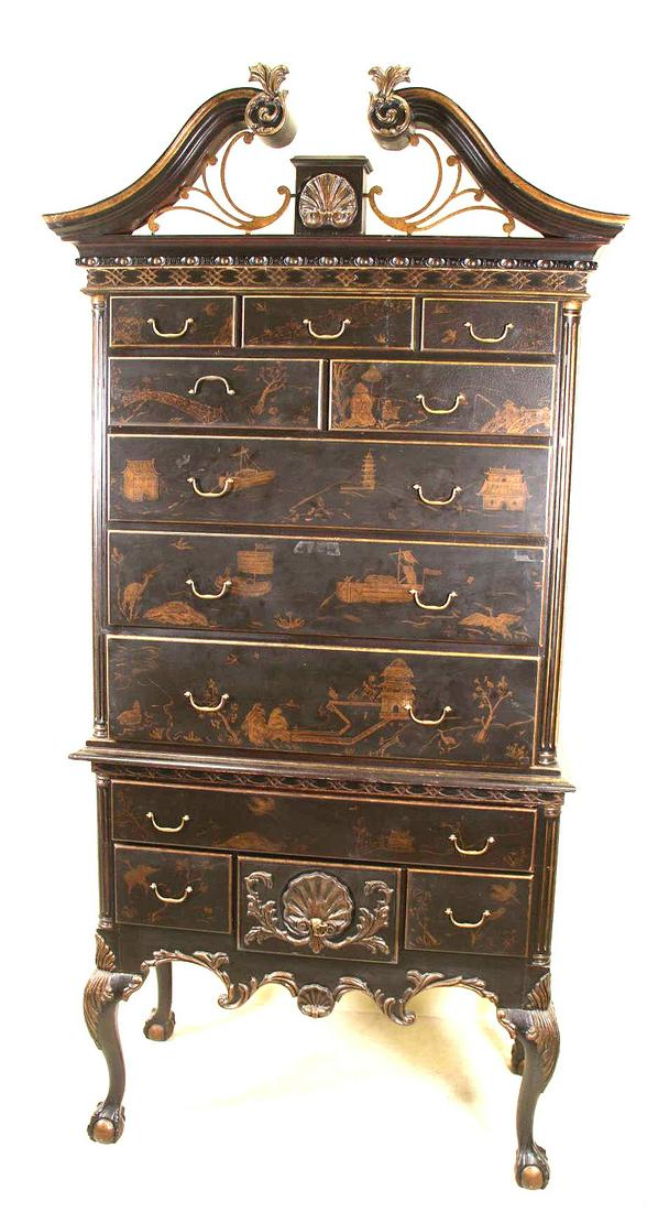 CHIPPENDALE STYLE CHINOISERIE HIGHBOY (1 of 6)