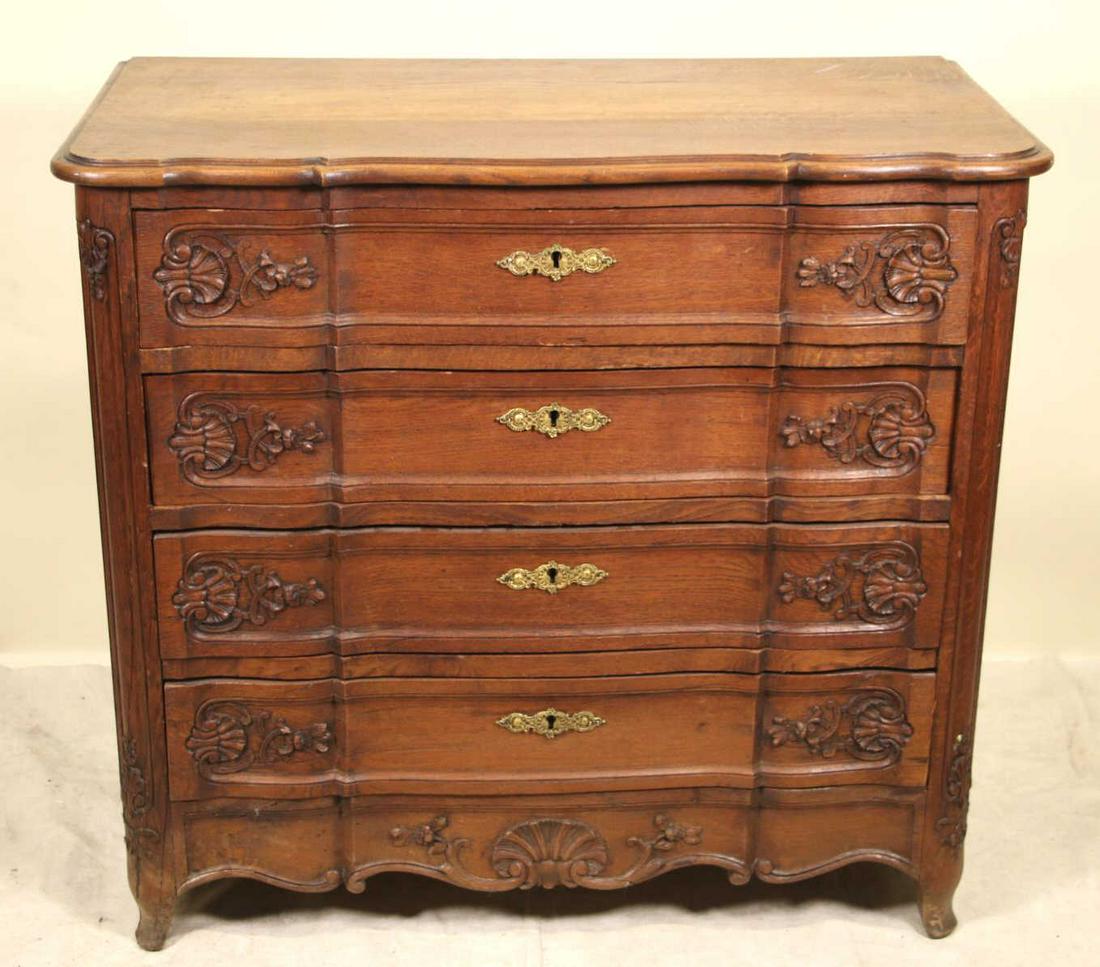 ANTIQUE OAK COUNTRY FRENCH FOUR DRAWER CHEST (1 of 6)