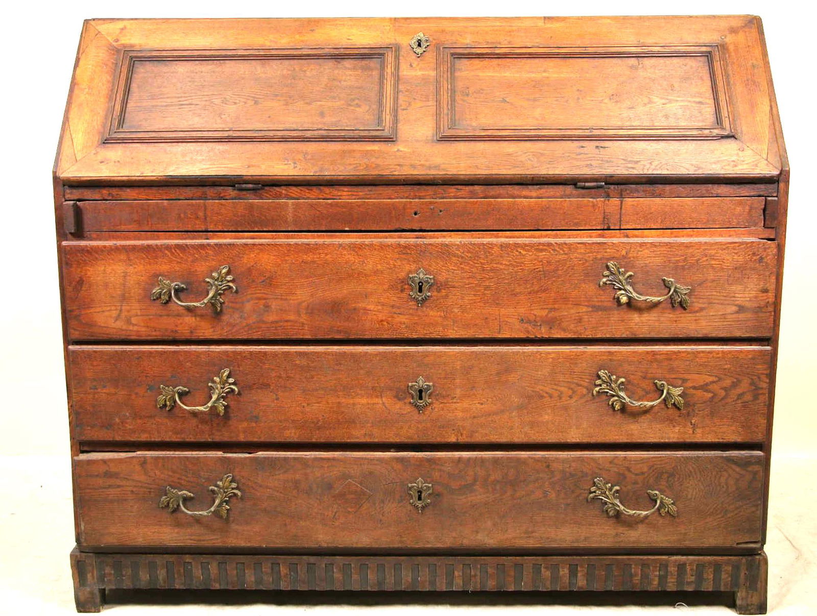 CIRCA 1780's COUNTRY FRENCH OAK SLANT FRONT DESK (1 of 9)
