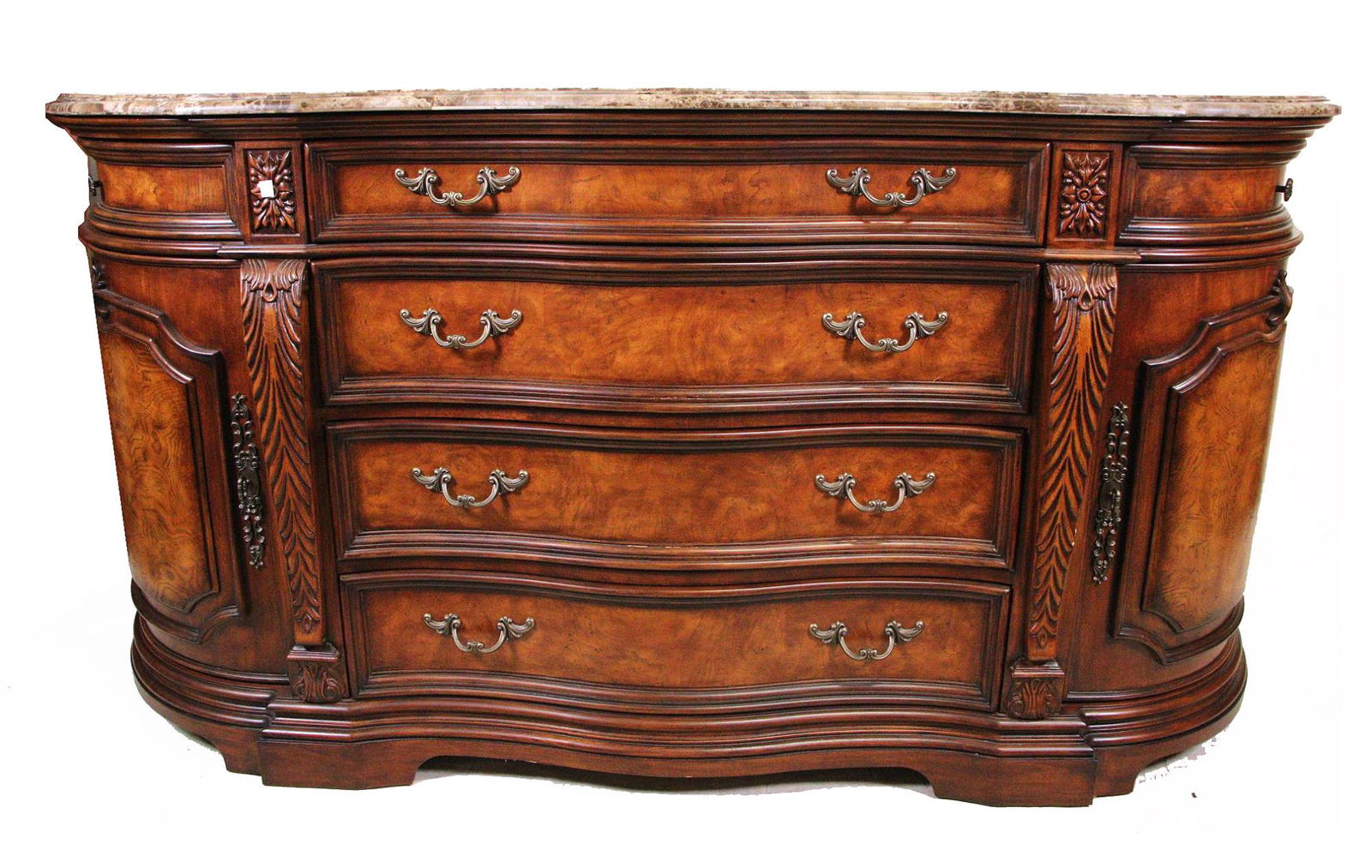 SERPENTINE FRONT MARBLE TOP SIDEBOARD (1 of 5)