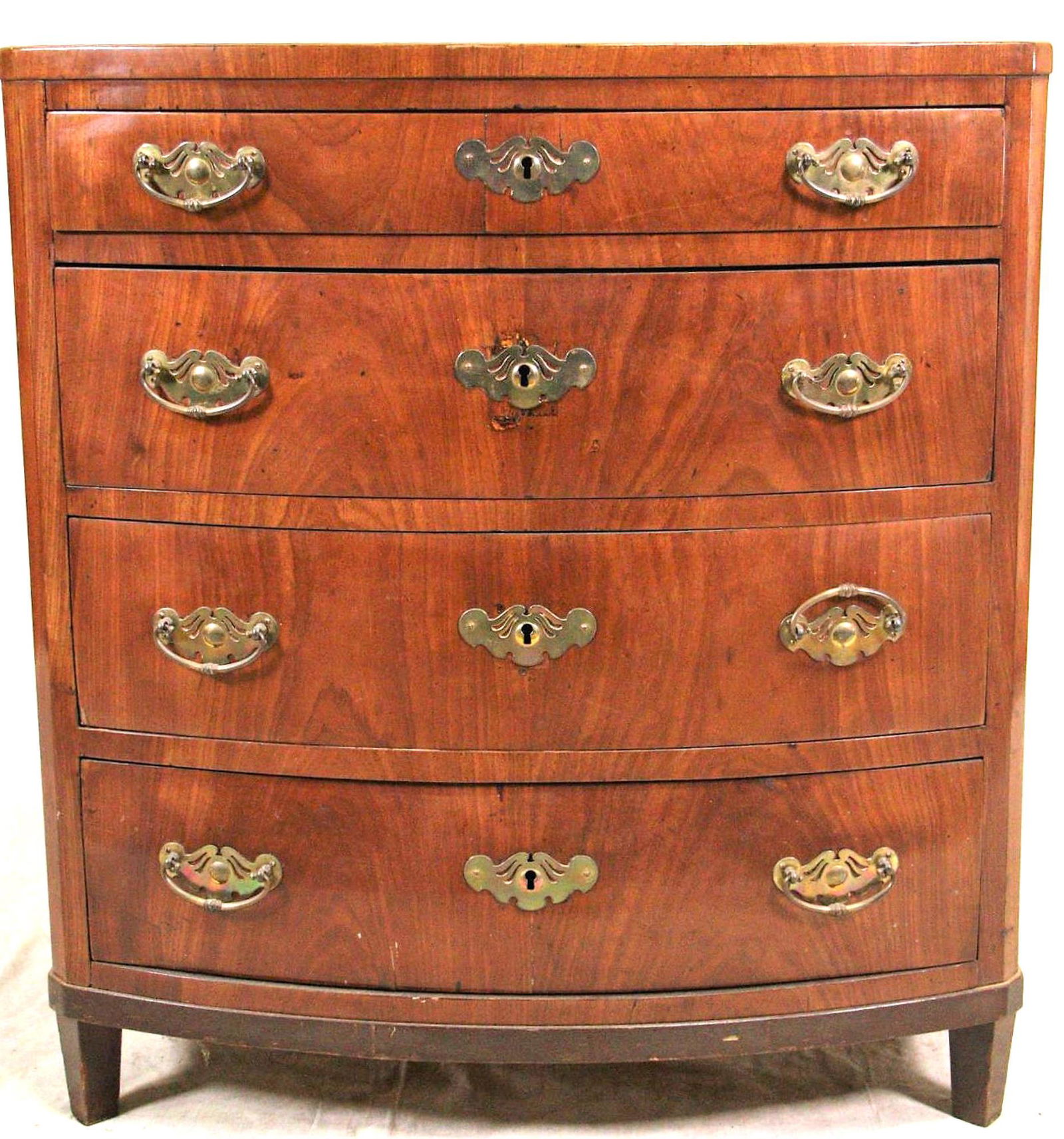 19th CENTURY MAHOGANY FOUR DRAWER BEDSIDE CHEST (1 of 3)