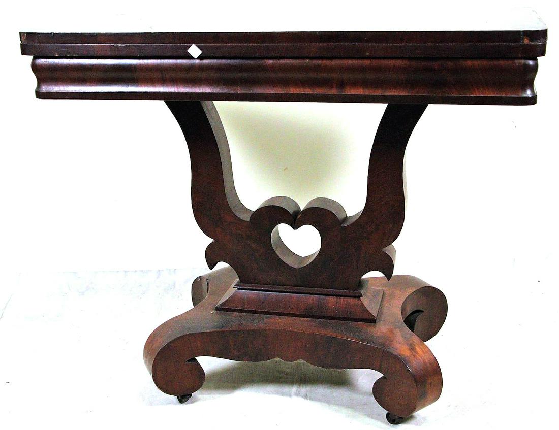 ANTIQUE AMERICAN EMPIRE FOLD OVER GAME TABLE (1 of 3)