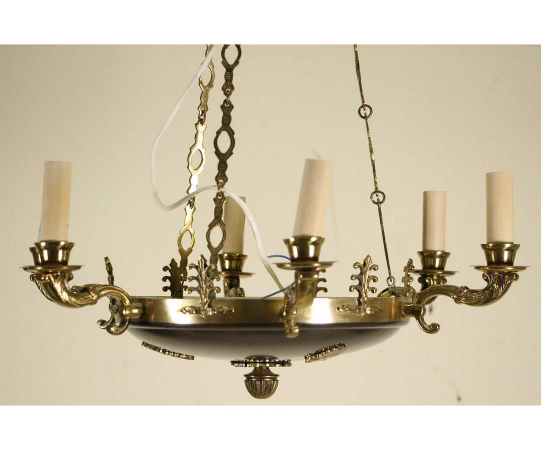 ANTIQUE GILT BRASS SIX LIGHT CHANDELIER (1 of 2)