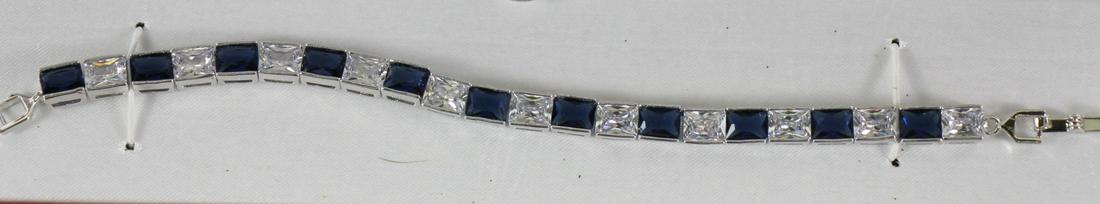 11ct WHITE & BLUE SAPPHIRE TENNIS BRACELET: 11ct WHITE & BLUE SAPPHIRE TENNIS BRACELET - (L116