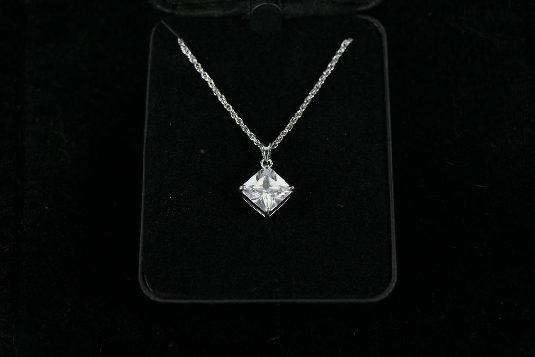 3ct SQUARE CUT WHITE SAPPHIRE NECKLACE (1 of 2)