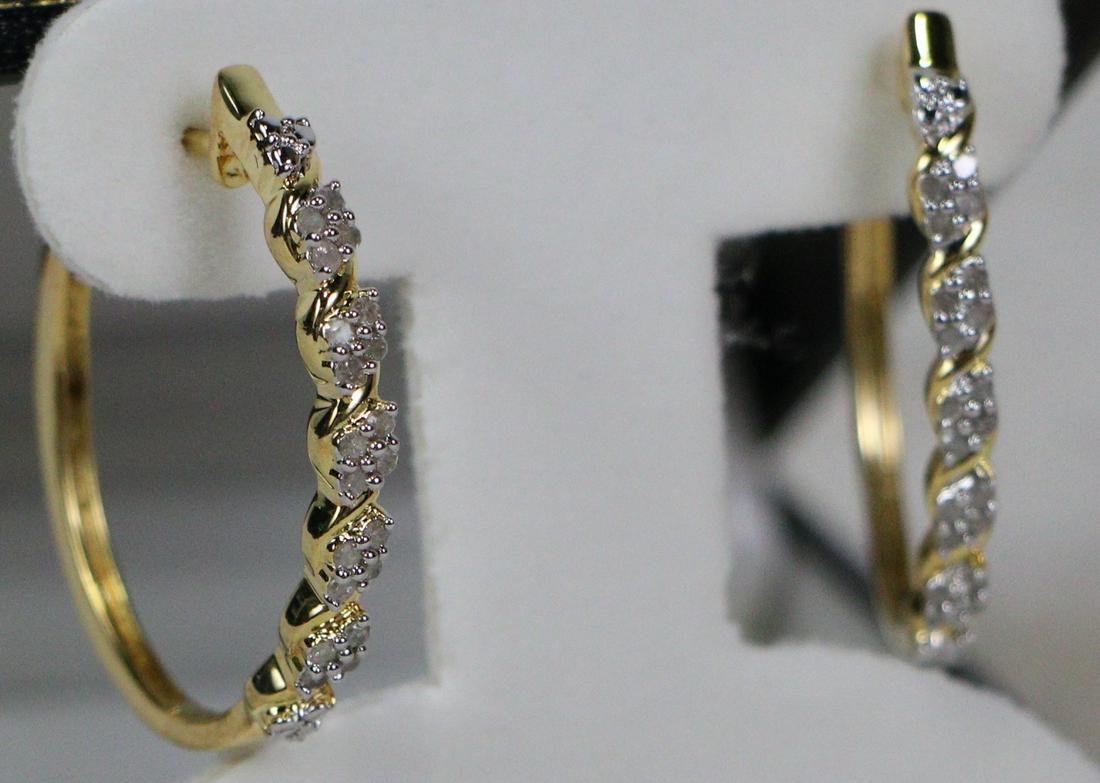 PAIR OF LARGE DIAMOND HOOP EARRINGS (1 of 2)
