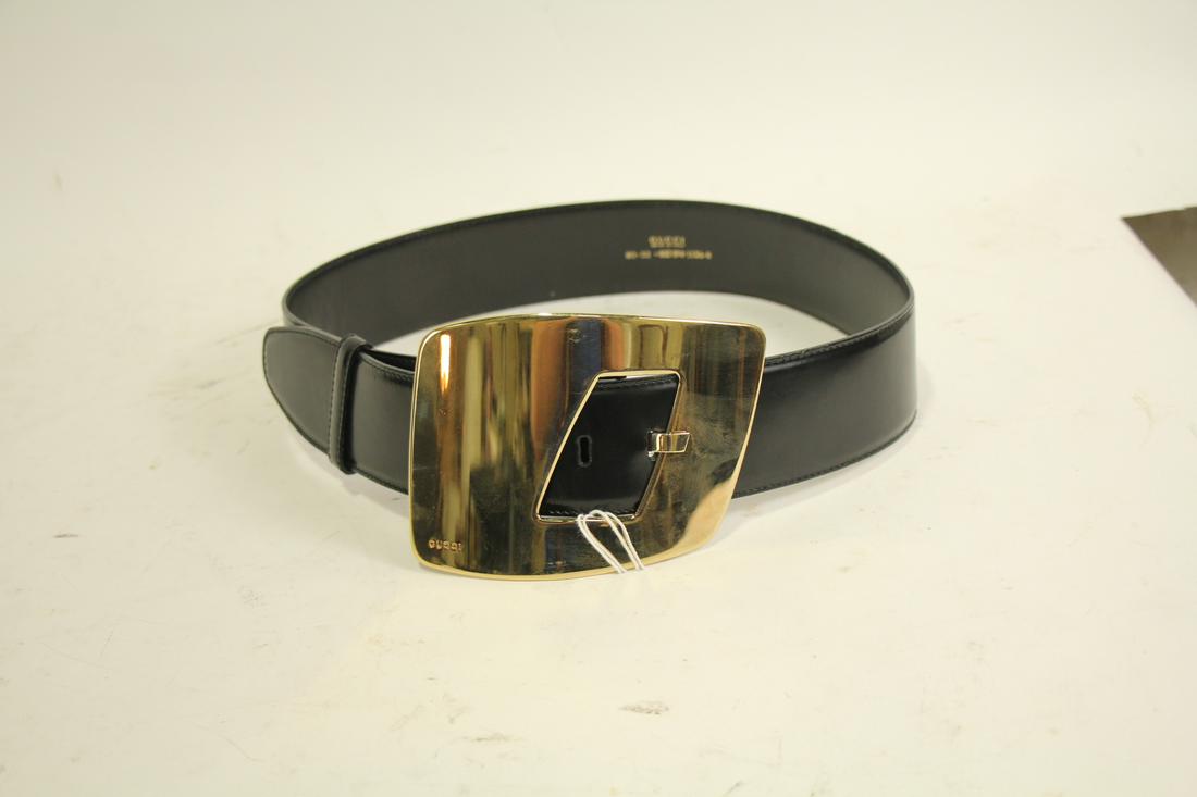 Gucci Black Vintage Leather Belt (1 of 1)