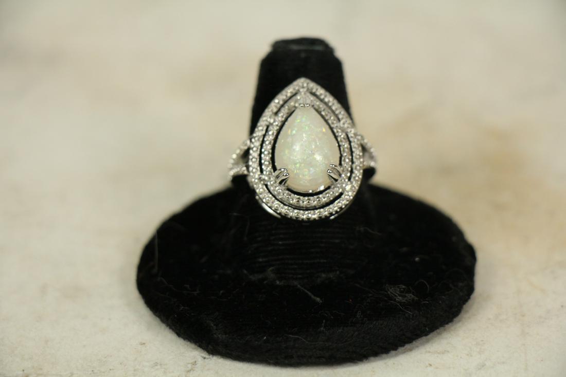 PEAR CUT OPAL & SAPPHIRE DINNER RING (1 of 2)