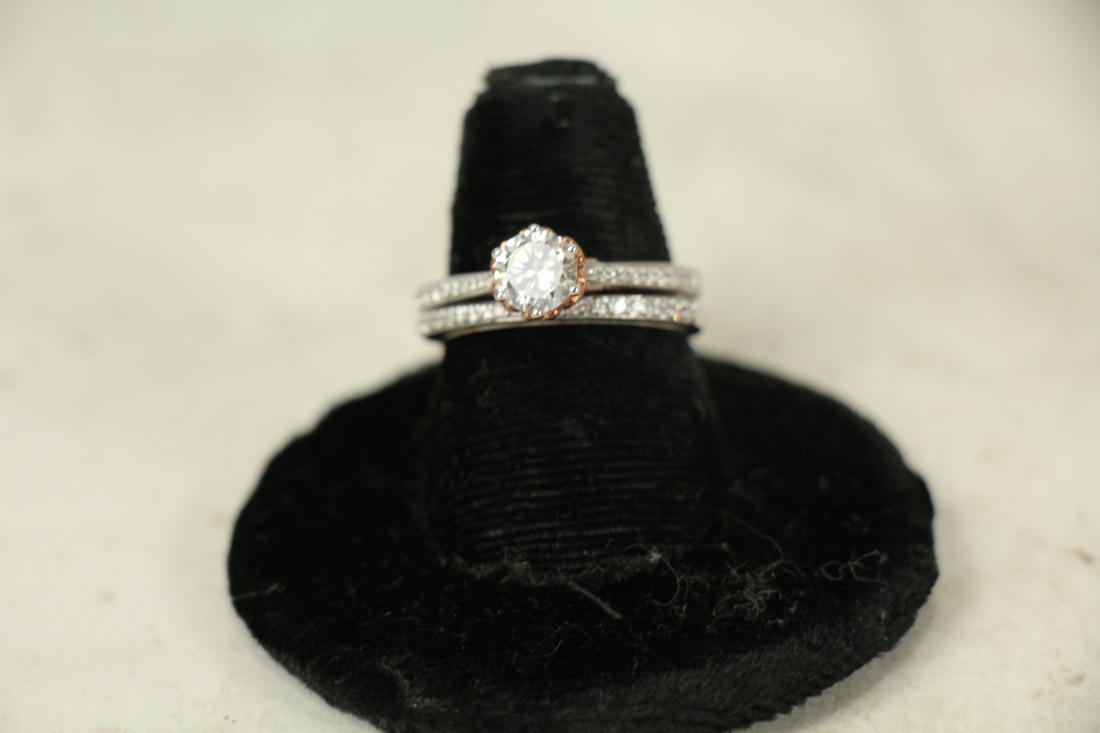NEAR FLAWLESS WHITE TOPAZ SOLITAIRE WEDDING SET (1 of 3)
