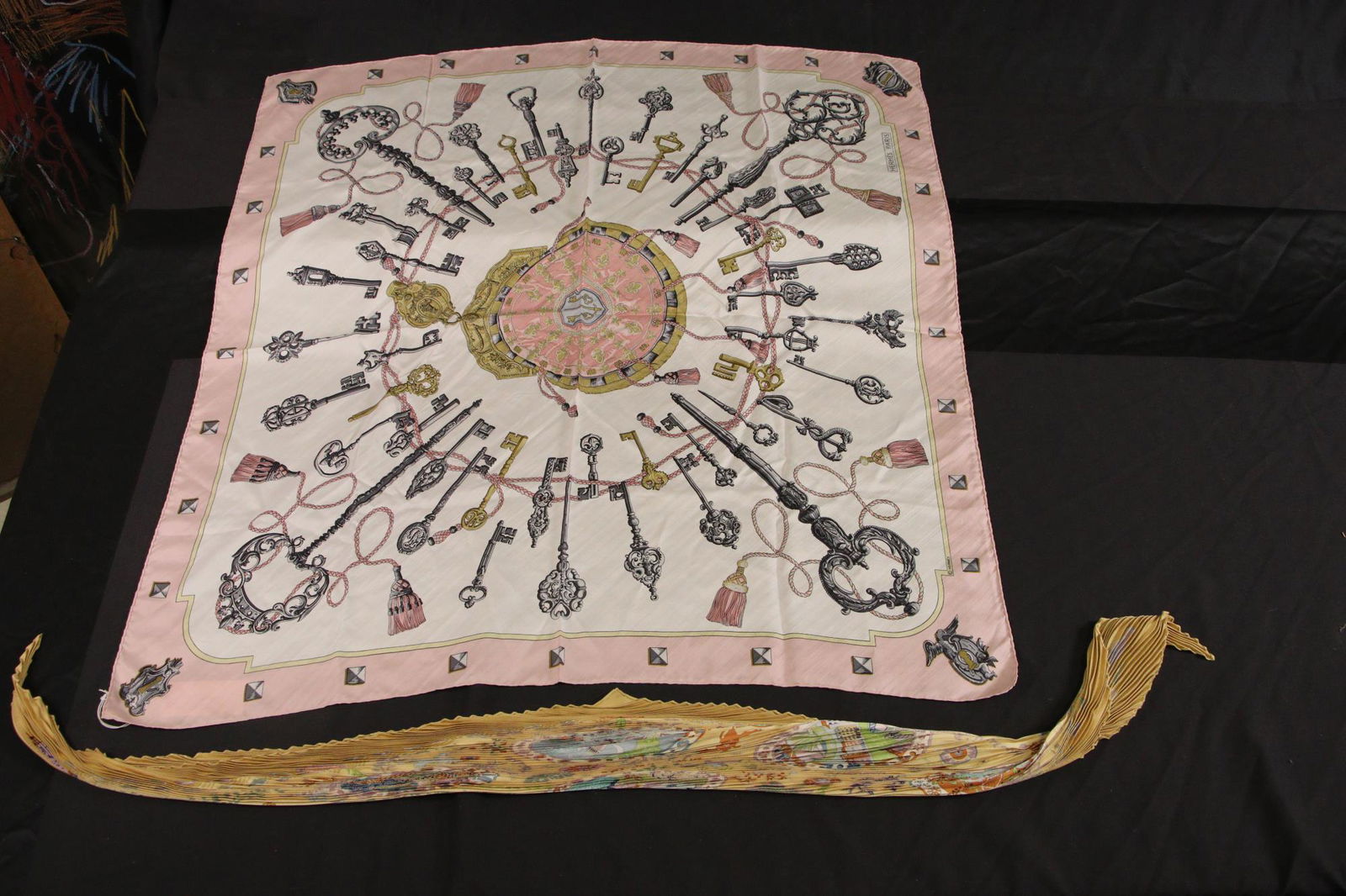 Pair Of Hermes Silk Pleated Scarves (1 of 7)