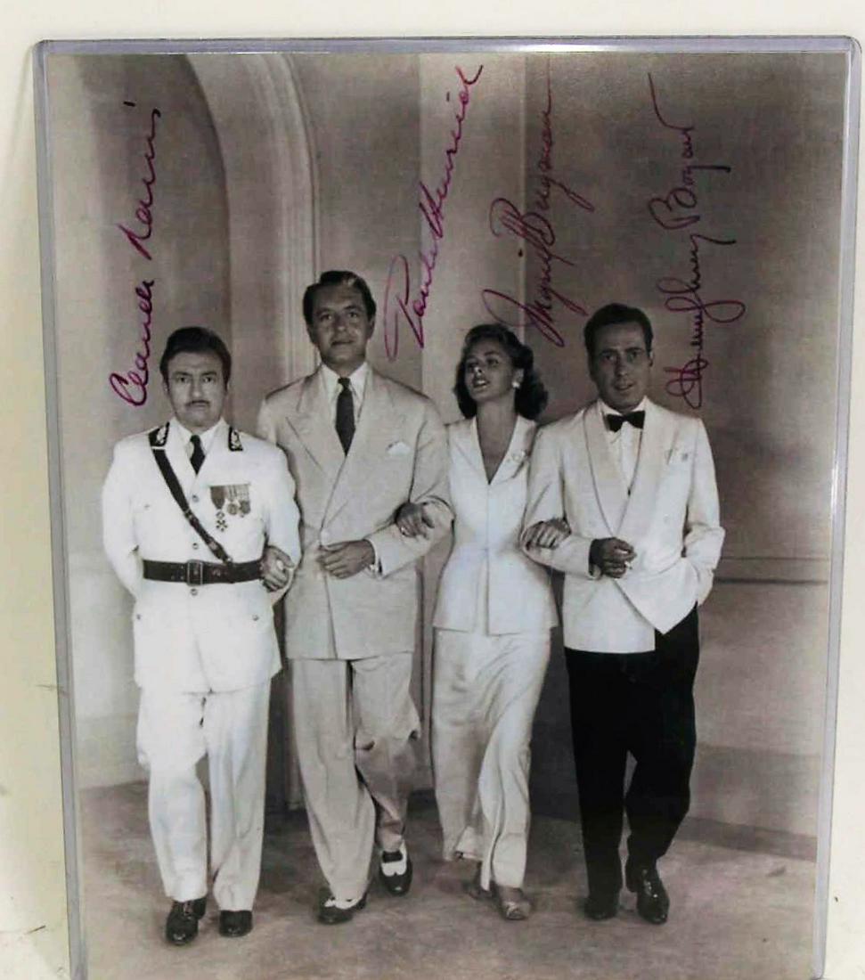 "CASABLANCA" CAST SIGNED PHOTOGRAPH: "CASABLANCA" CAST SIGNED PHOTOGRAPH. CLAUDE RAINS, PAUL HENREID, INGRID BERGMAN, HUMPHREY BOGART. Height: 10 in. by Width: 8 in.