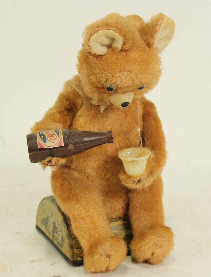 1950's ALPS JAPAN BATTERY OPERATED PICNIC BEAR: 1950's VINTAGE ALPS JAPAN BATTERY OPERATED PICNIC BEAR. Height: 10 in. by Width: 6 in. by Depth: 5 in.