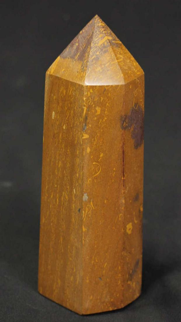 CALLIGRAPHY JASPER OBELISK: CALLIGRAPHY JASPER OBELISK - (P59) - 1.8 LBS. Height: 7 in. by Width: 3 in. by Depth: 2 in.