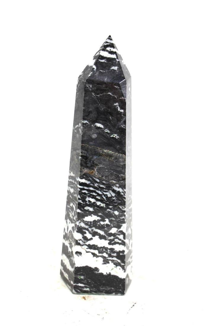 ZEBRA JASPER OBELISK: ZEBRA JASPER OBELISK - (P54) - 5.4 LBS. Height: 11 in. by Width: 3 in. by Depth: 3 in.