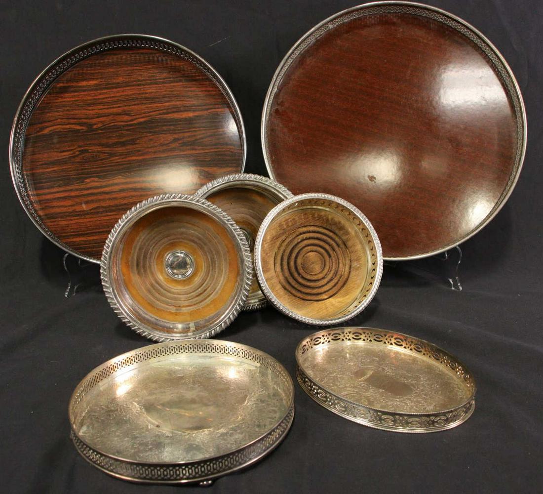 MIXED LOT OF SEVEN TRAYS & WINE COASTERS: MIXED LOT OF SEVEN TRAYS & WINE COASTERS Height: 2 in. by Width: 12 in. by Depth: 12