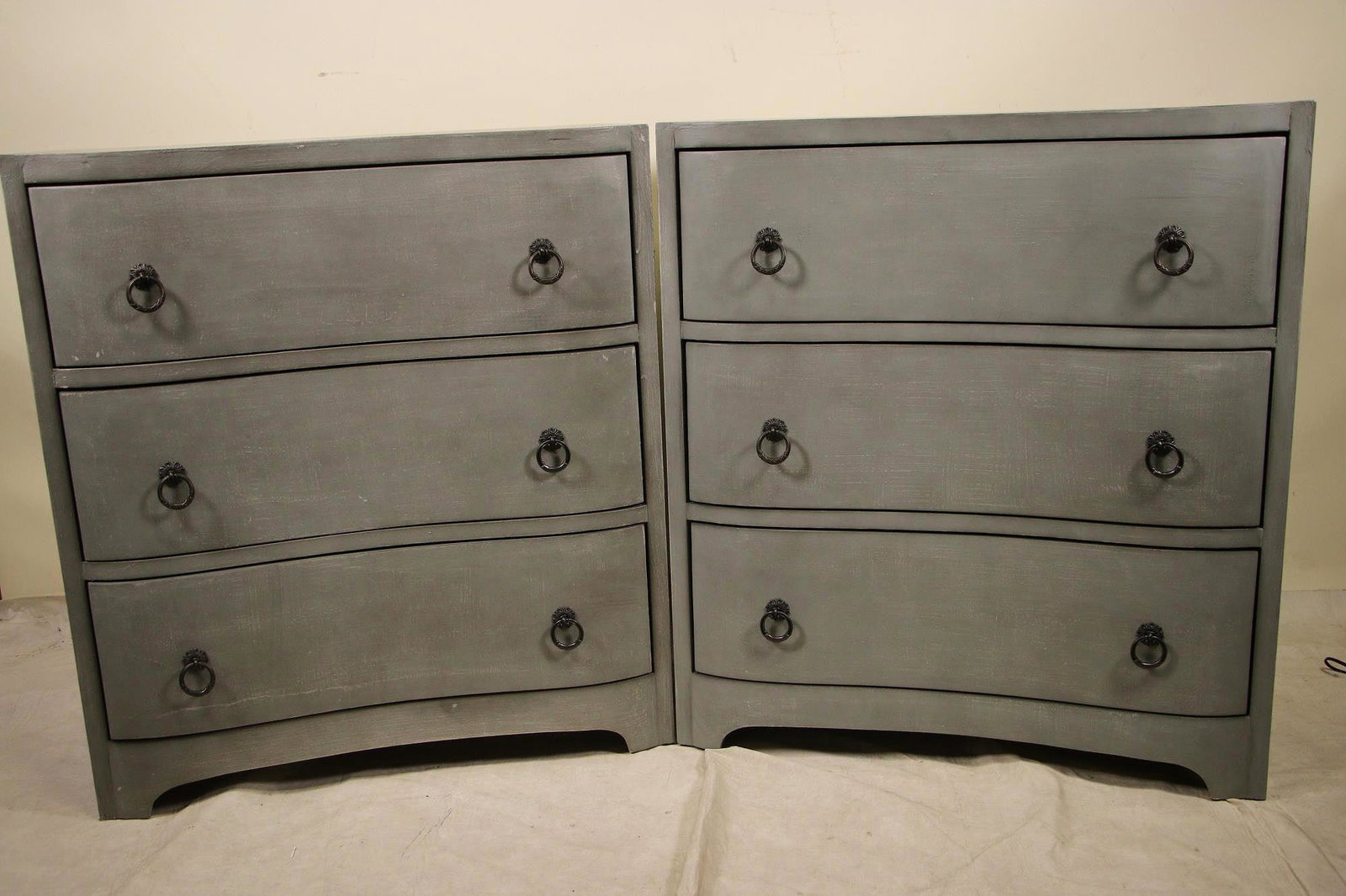 PAIR OF CURVED BROOKSTONE THREE DRAWER CHESTS (1 of 3)