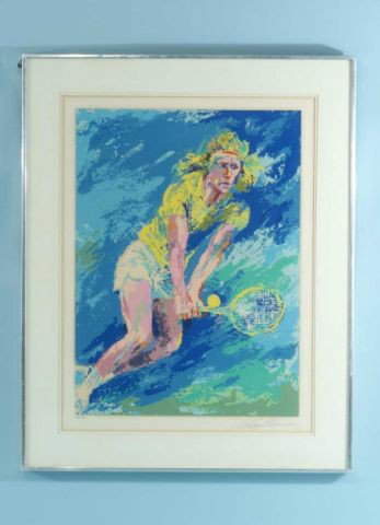 LEROY NEIMAN "BJORN BORG TENNIS PLAYER" #123/300: LEROY NEIMAN "BJORN BORG TENNIS PLAYER" FRAMED AND MATTED SERIGRAPH, EDITION NUMBER 123/300. Height: 24 in. by Width: 17 in.