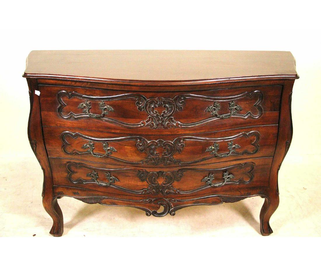 FRENCH BOMBE'STYLE CHERRY THREE DRAWER CHEST (1 of 5)