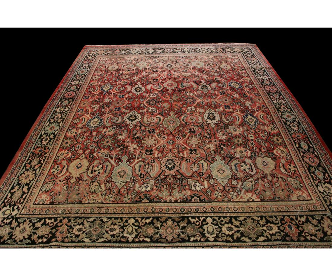 HANDKNOTTED RED AND BLUE PERSIAN RUG: HANDKNOTTED RED AND BLUE PERSIAN RUG. (13ft. X 10ft. 4in.) Height: 156 in. by Width: 124 in.
