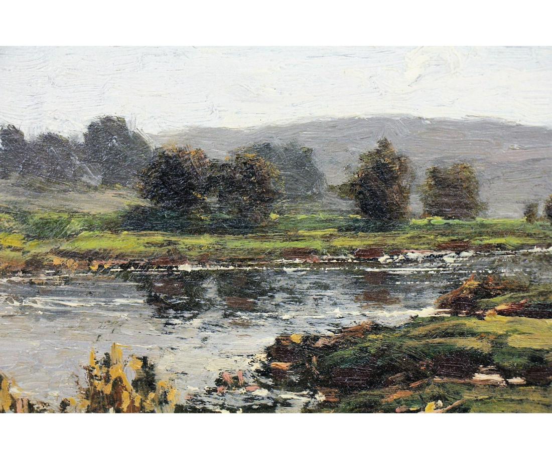 JOSE WEISS (1859-1919) LANDSCAPE OIL PAINTING: JOSE WEISS (1859-1919) LANDSCAPE OIL ON CANVAS PAINTING IN GILDED FRAME. Height: 19 in. by Width: 24 in.