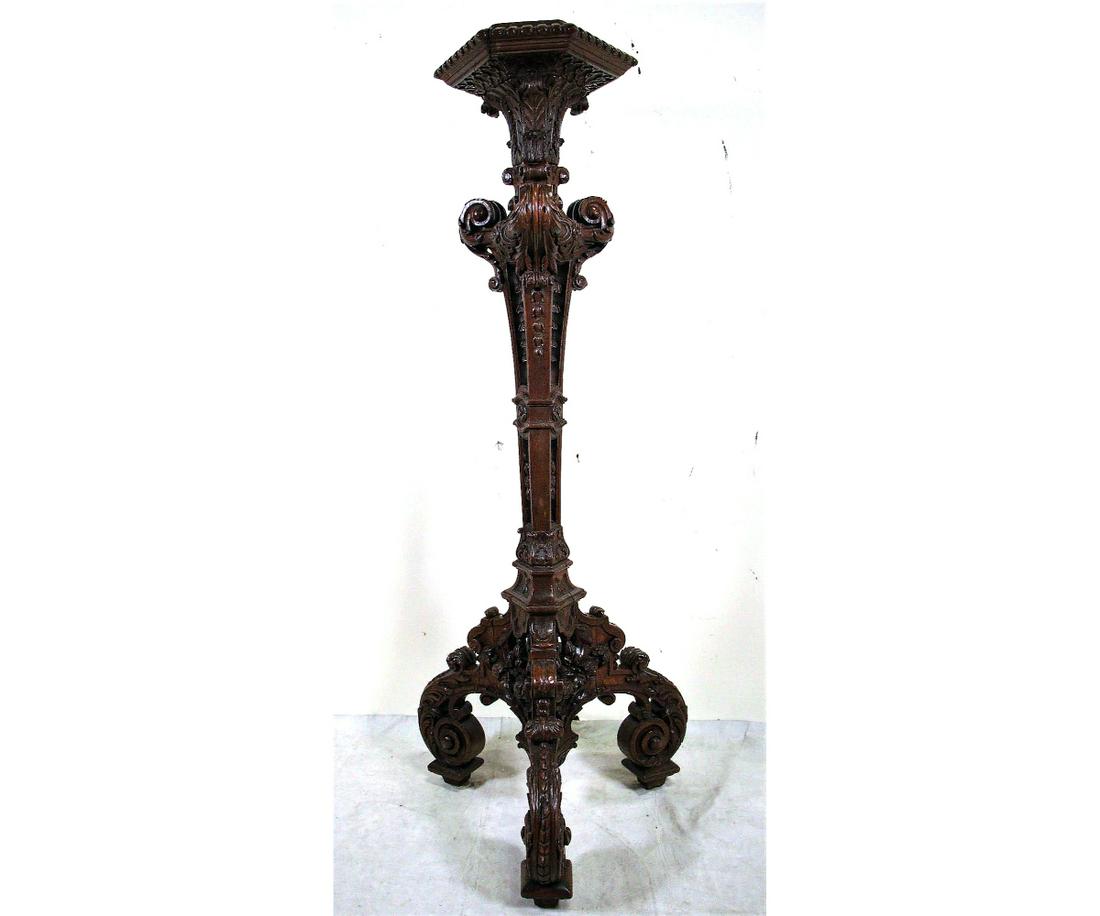 18th CENTURY ITALIAN BAROQUE PEDESTAL: 18th CENTURY ITALIAN BAROQUE PEDESTAL. Height: 60 in. by Width: 22 in. by Depth: 15 in.