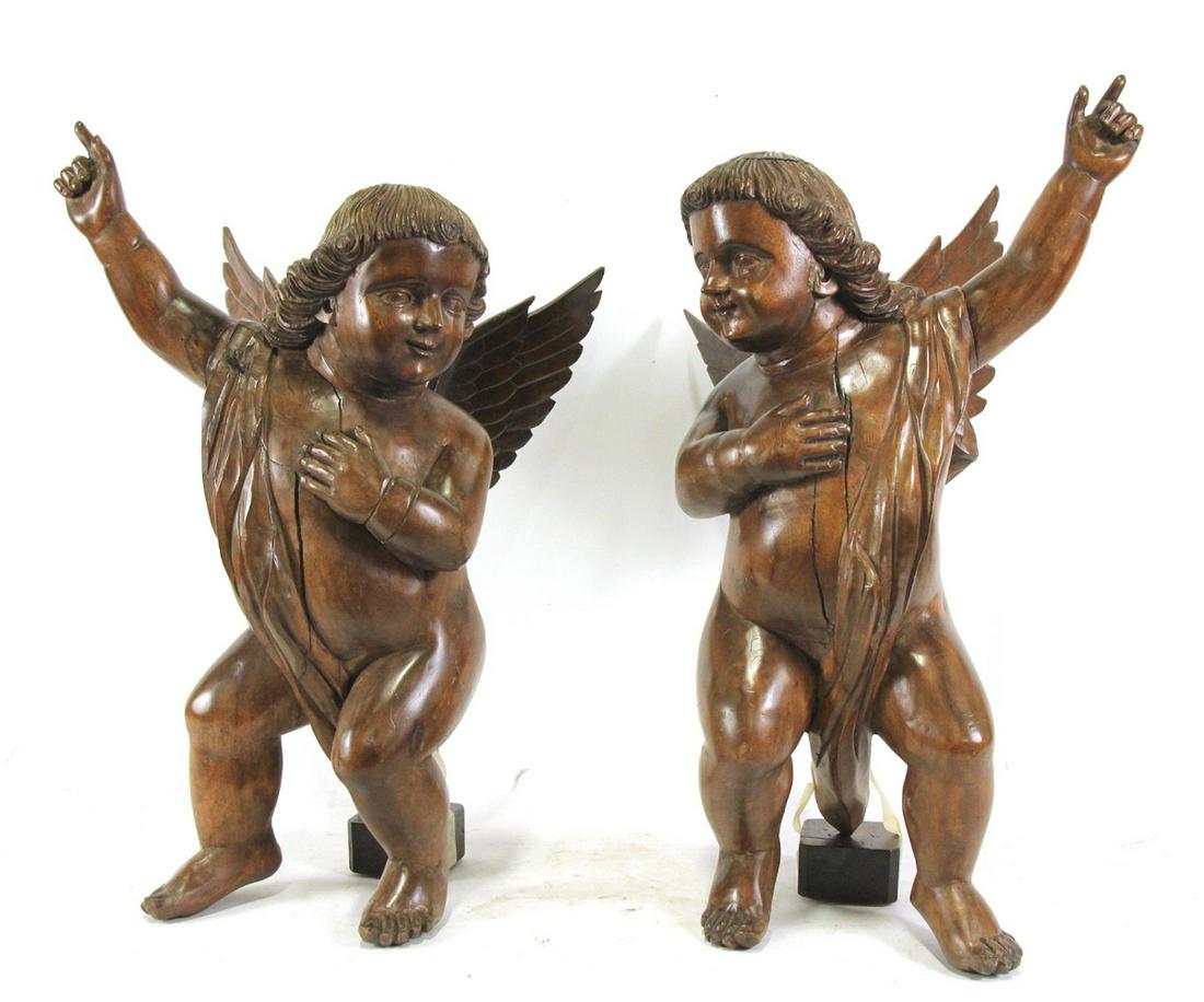 PAIR OF CIRCA 1780-1800 SPANISH COLONIAL ANGELS (1 of 8)