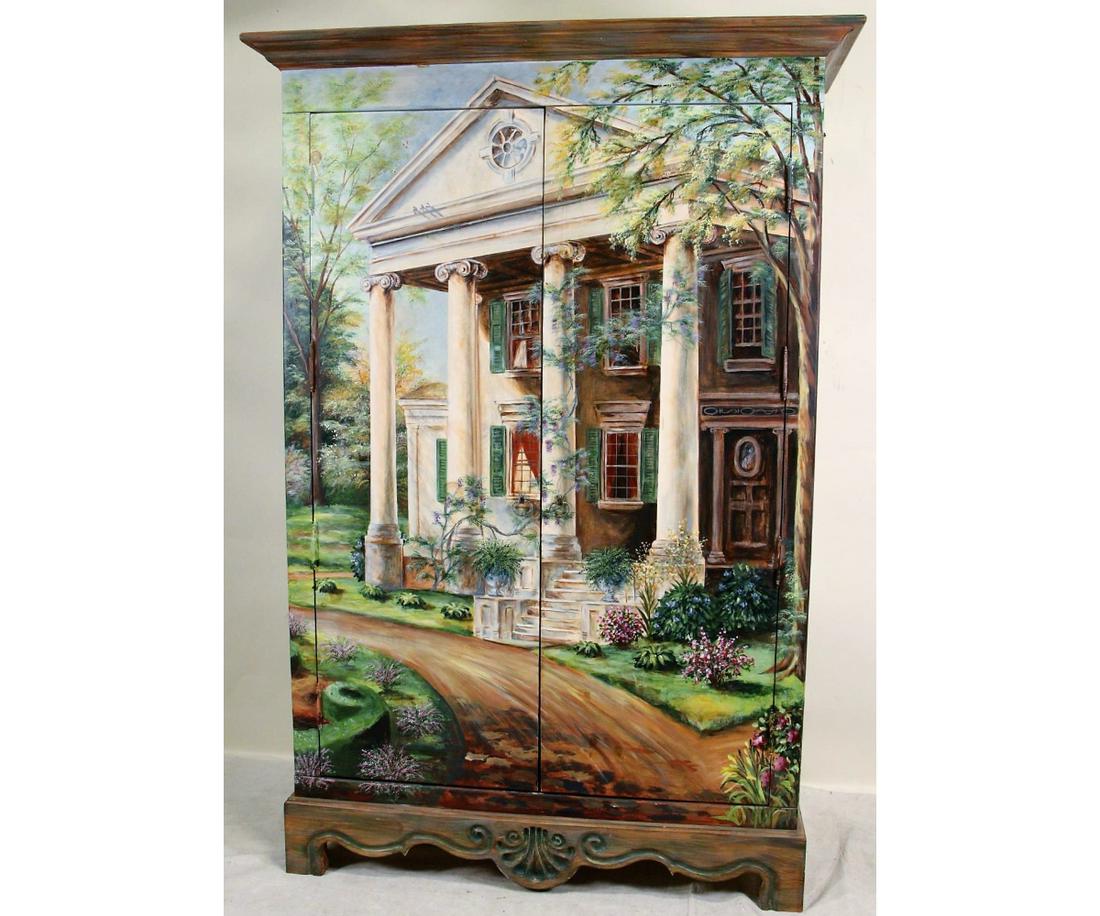 PAINTED TWO DOOR TV CABINET. (1 of 4)