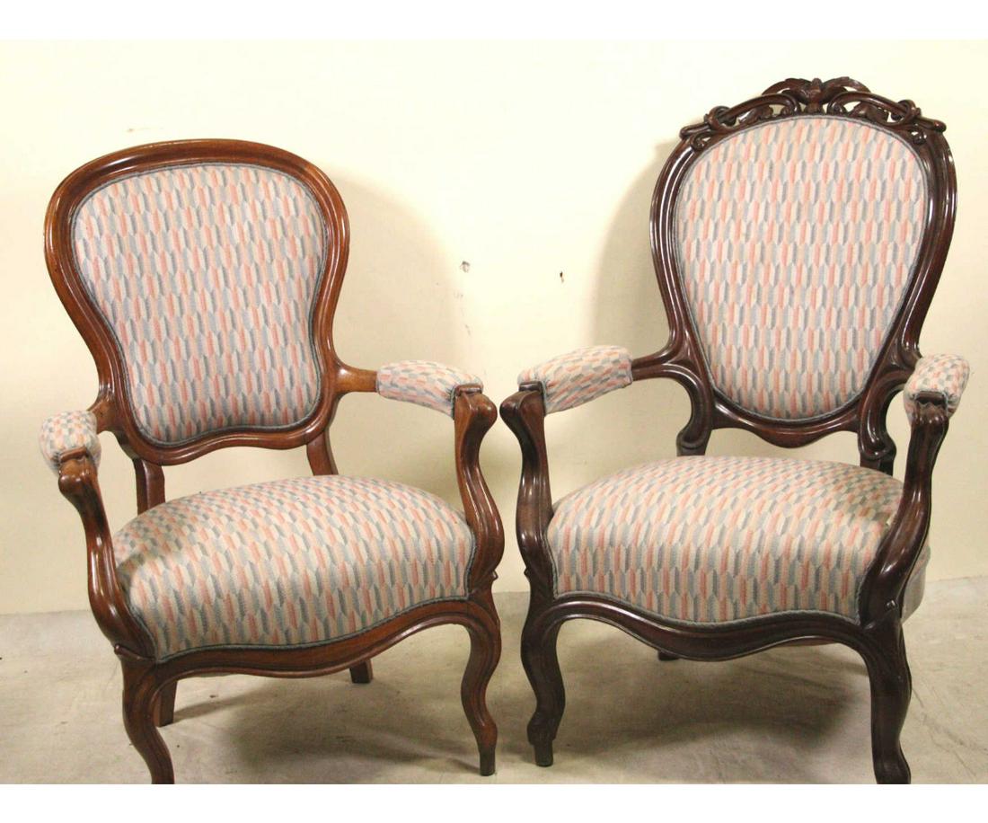 MIXED LOT OF TWO VICTORIAN ARMCHAIRS (1 of 7)