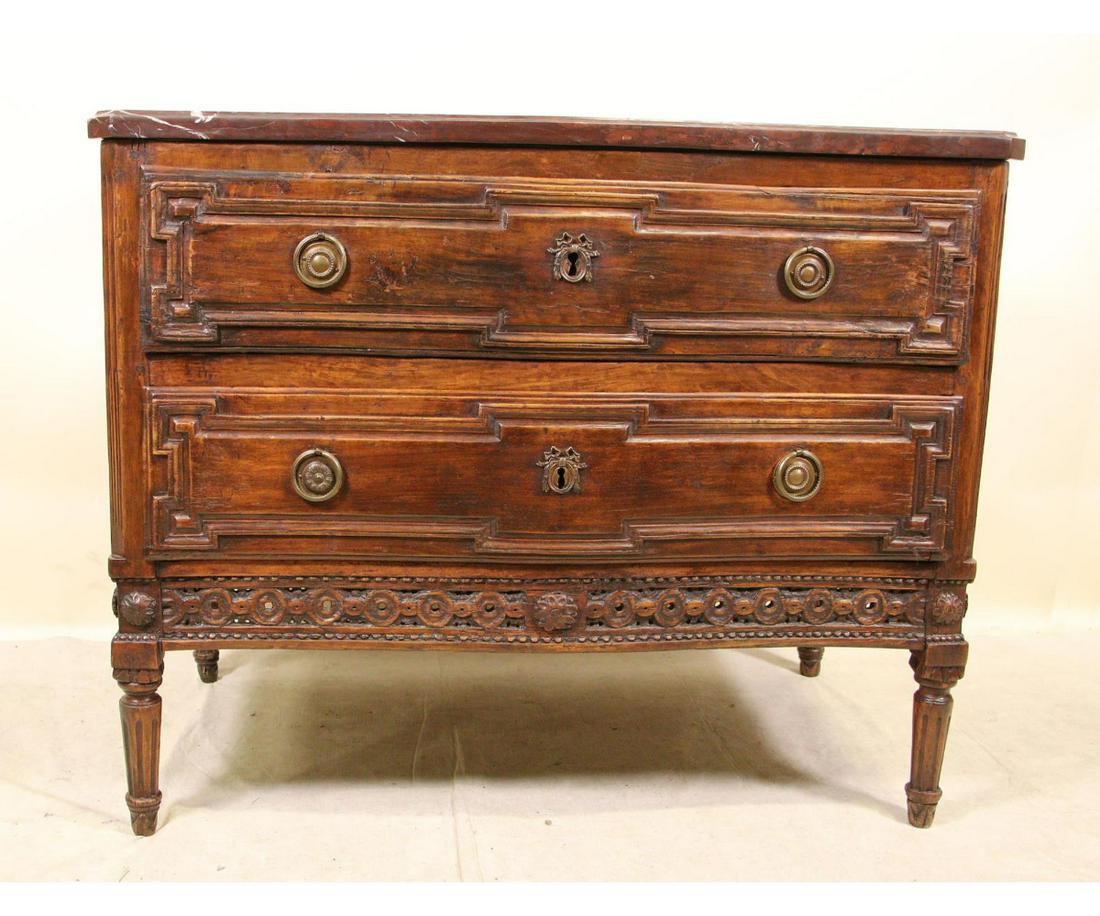 PERIOD REGENCY ROUGE MARBLE TOP TWO DRAWER CHEST (1 of 5)