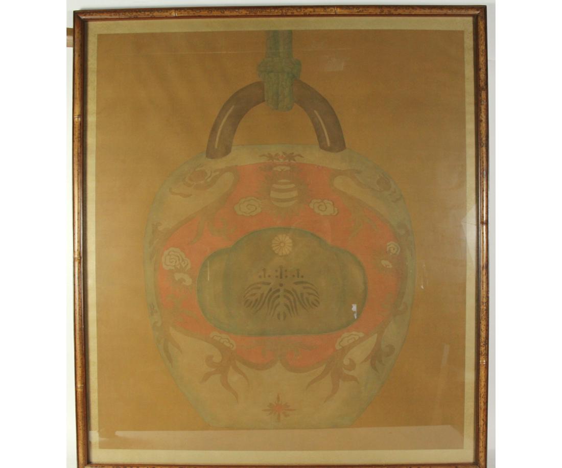 JAPANESE CEREMONIAL BELL WATERCOLOR PAINTING (1 of 3)