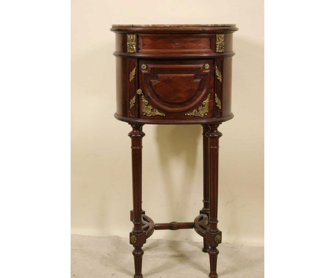 VINTAGE FRENCH MARBLE TOP PEDESTAL LAMP TABLE (1 of 5)