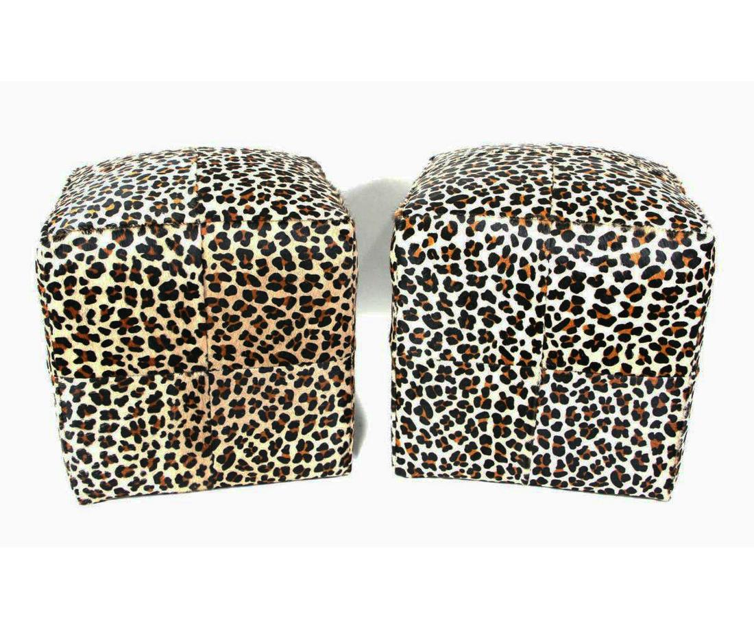 PAIR OF LEOPARD PRINT OTTOMANS (1 of 3)