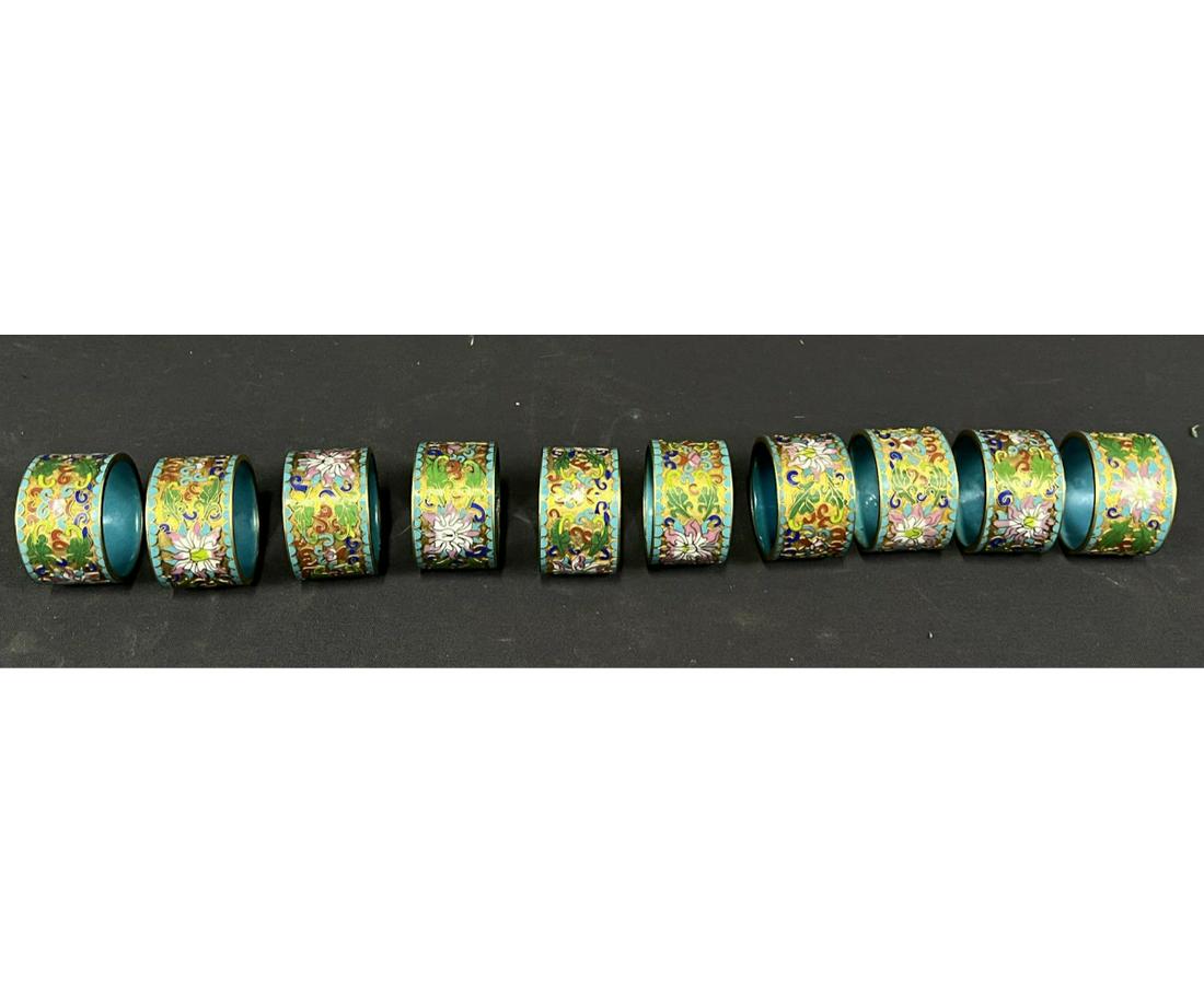 SET OF 14 PAINTED ENAMEL NAPKINS RINGS (1 of 4)