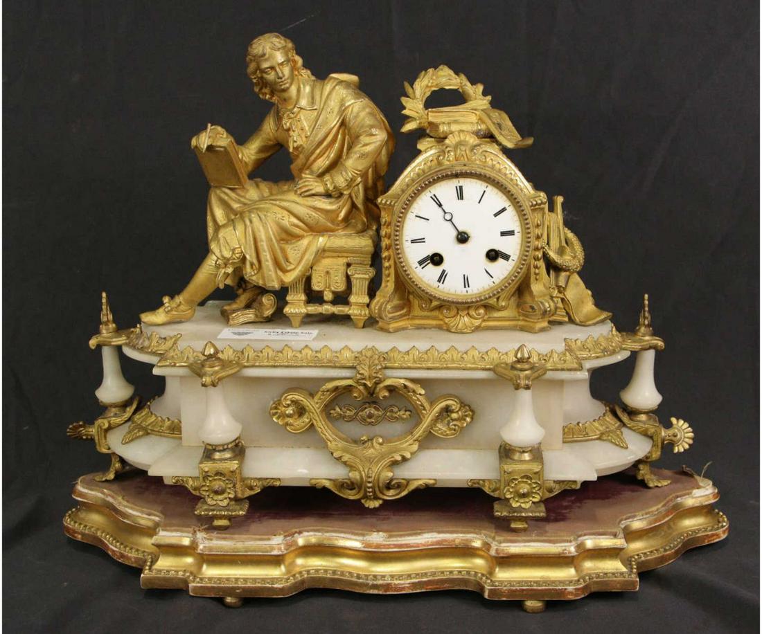 19th CENTURY FRENCH GILDED MANTEL CLOCK (1 of 3)