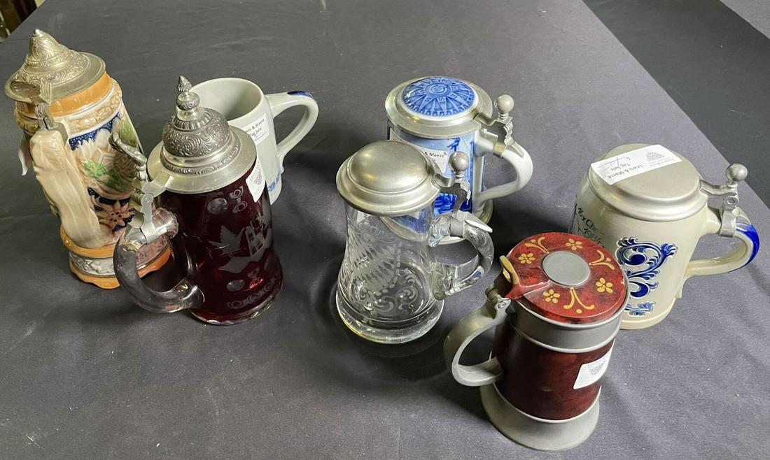 MIXED LOT OF SEVEN BEER STEINS (1 of 4)