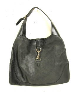 Gucci Black Lg Jackie O Shoulder Bag: Gucci Black Guccissima Leather Large Jackie O Hobo Shoulder Bag - In Perfect, Like-New Condition (COA Included)