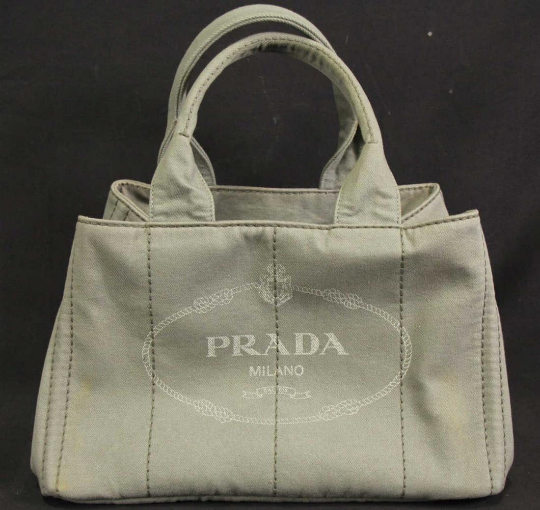 Prada Grey Canapa Denim Medium Tote Bag (1 of 3)
