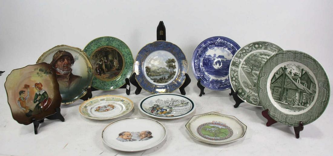 MIXED LOT OF 11 ANTIQUE PORCELAIN PLATES (1 of 14)
