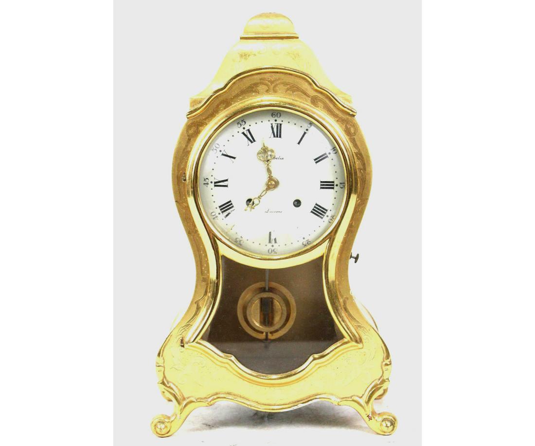 LUCERNE CARVED & GILDED CLOCK: LUCERNE CARVED & GILDED CLOCK.