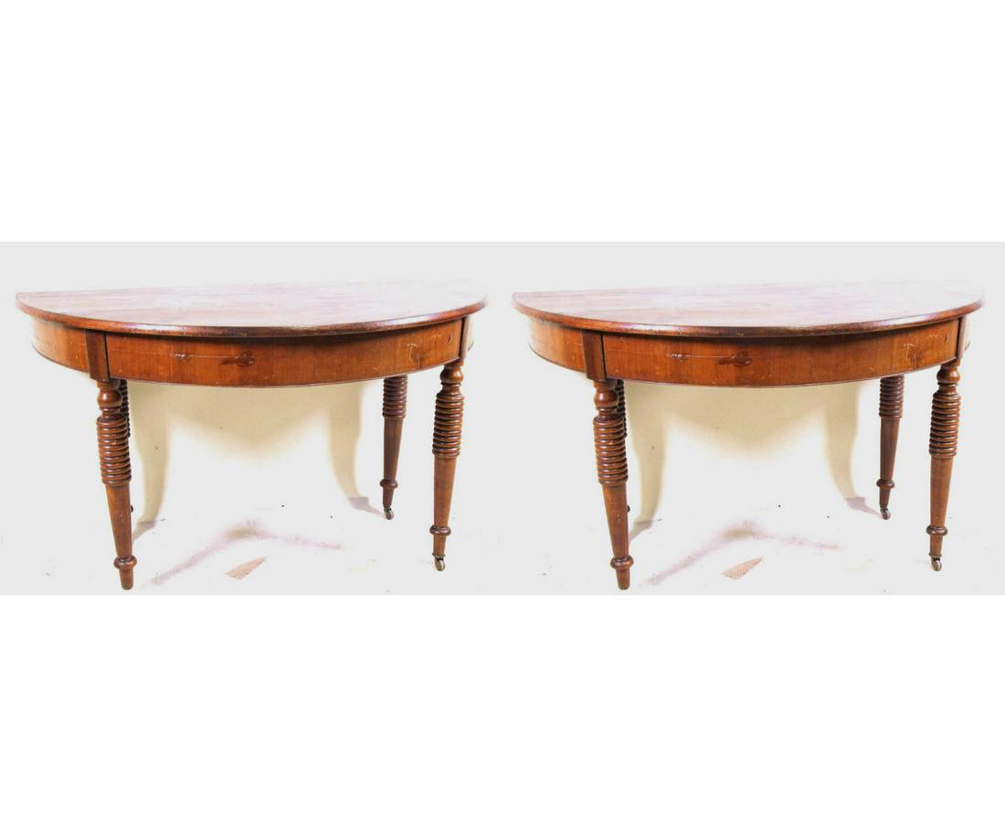 PAIR OF 19th CENTURY MAHOGANY DEMILUNE TABLES (1 of 6)