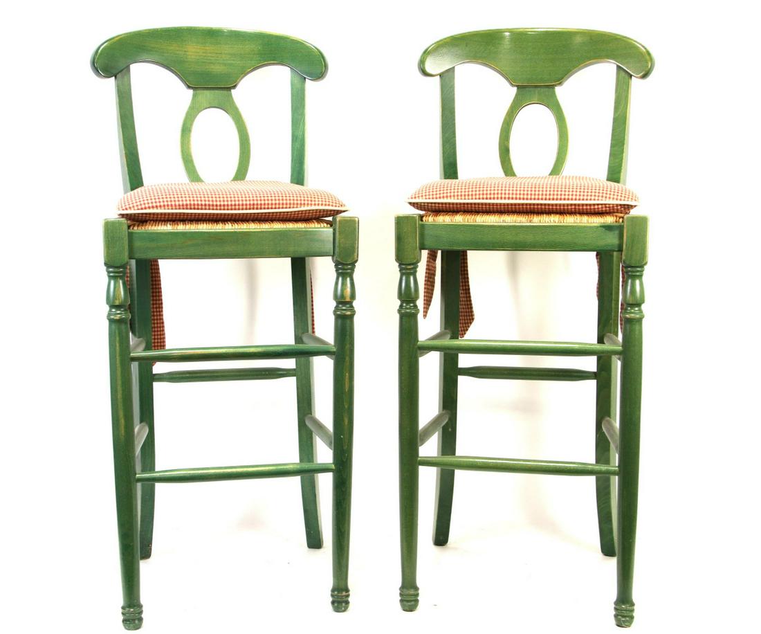PAIR OF FRENCH STYLE PAINTED BAR STOOLS (1 of 2)