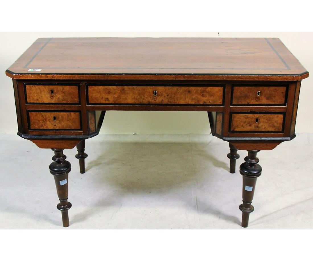 ANTIQUE DANISH WRITING DESK ON TURNED LEGS: ANTIQUE DANISH WRITING DESK ON TURNED LEGS.