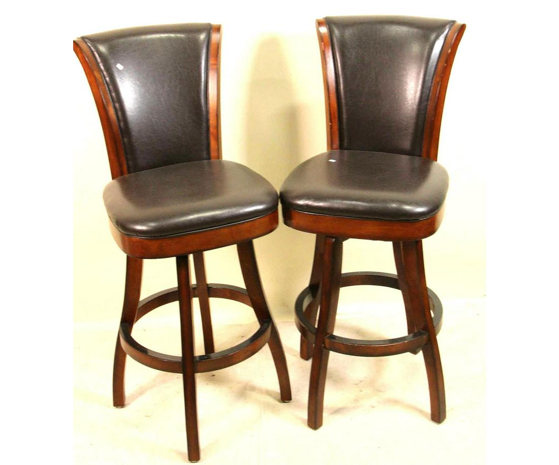 SET OF FOUR BLACK LEATHER BAR STOOLS (1 of 3)