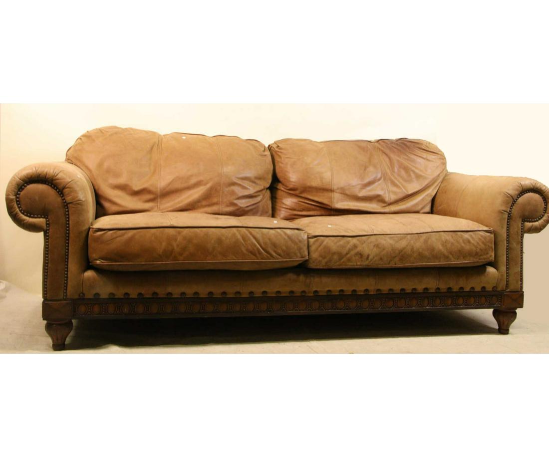 VINTAGE DISTRESSED BROWN LEATHER SOFA (1 of 4)