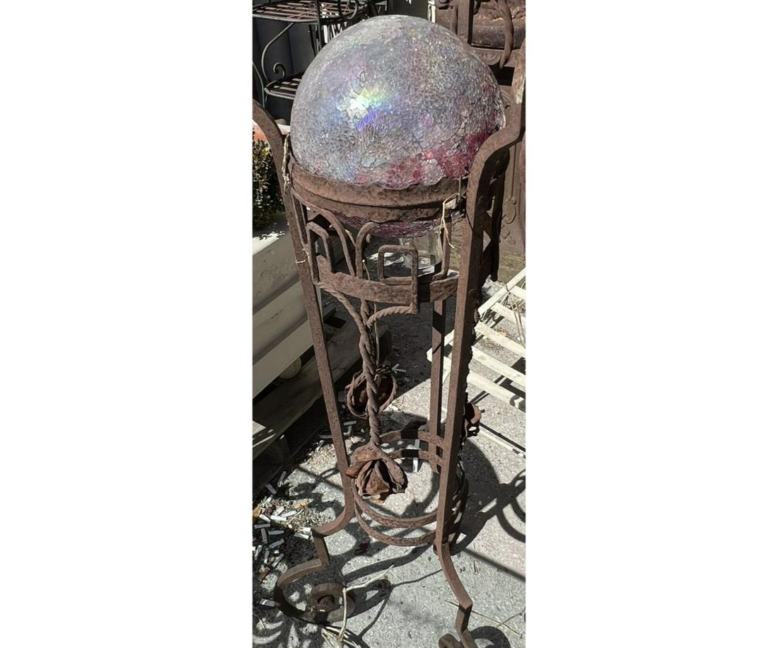 CAST IRON MIRROR BALL PLANT STAND (1 of 4)